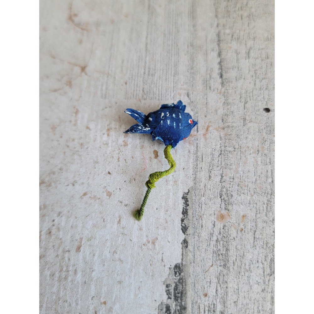Vintage mini blue tropical fish paper dollhouse accessory sea ocean home